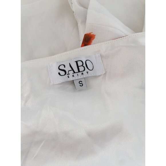 Sabo Skirt Floral Red Dress One Shoulder Cut Out Waist Size S Summer Dress - Picture 5 of 13